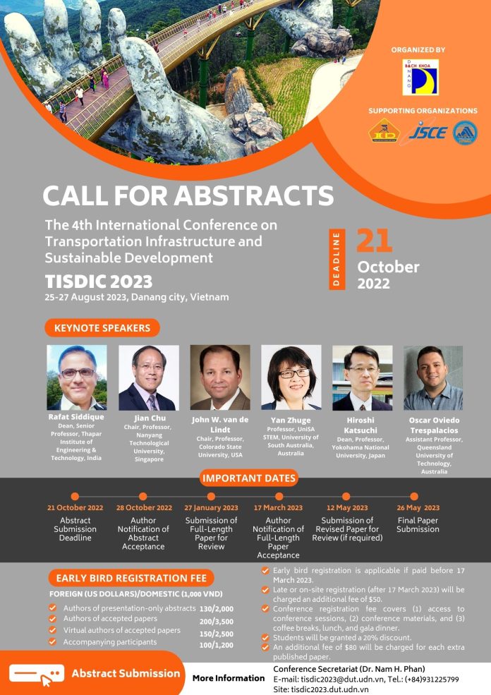 Hội thảo quốc tế lần 4 về Hạ tầng giao thông & Phát triển bền vững (TISDIC 2023)